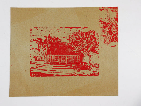 Rustic Cabin Woodblock Print