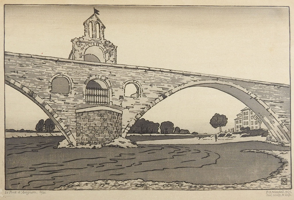 Le Pont d'Avignon By Philip Needell Woodcut Print