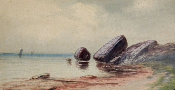 Rocky Coastal Scene Watercolor Painting