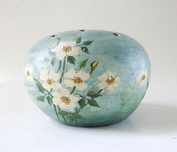 Vintage Hand Painted Floral Meyer Pottery Frog Vase