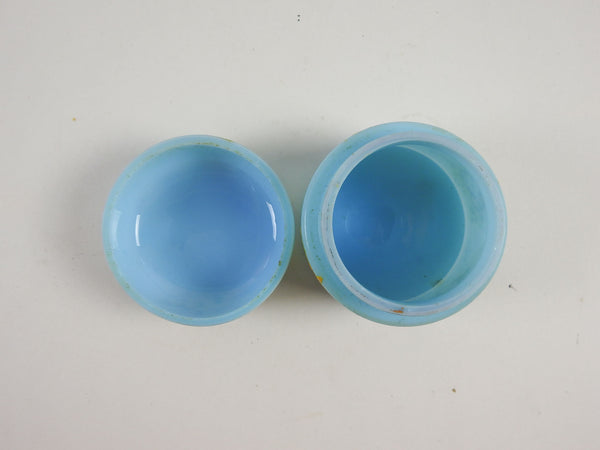 Antique Blue Opaline Enameled Glass Jar