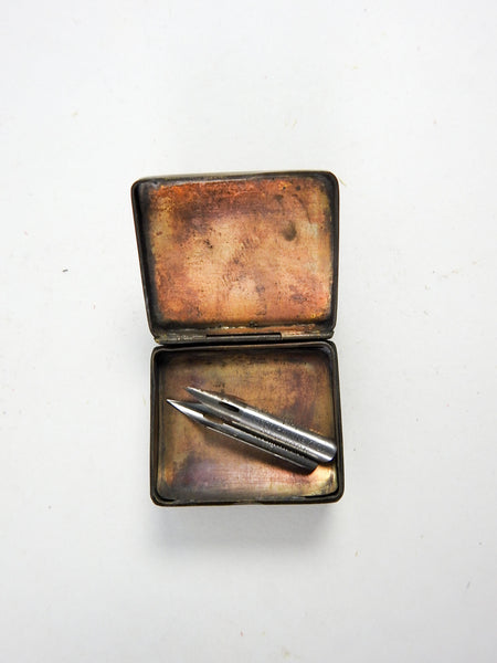 Hand Engraved Antique Brass Double Sided Stamp Pill Box