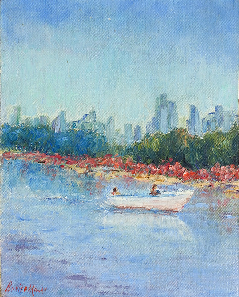 Impressionist Waterfront & City Skyline Painting