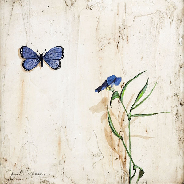 Trompe l'Oeil Butterfly & Flower Painting