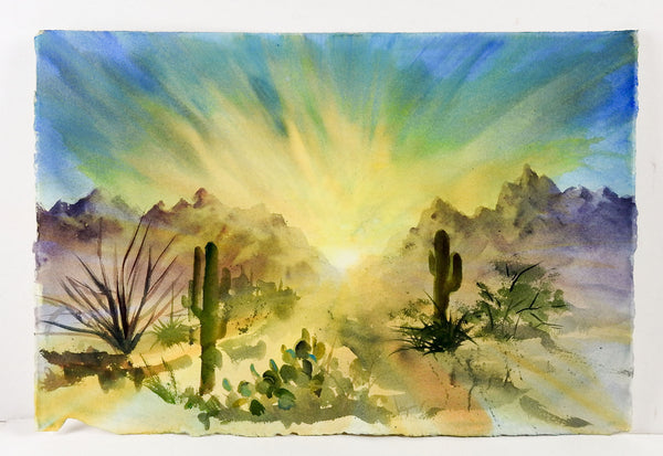 Desert Sunrise Watercolor Painting