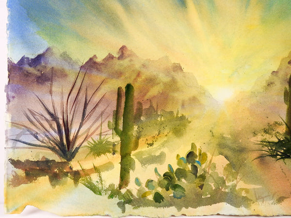 Desert Sunrise Watercolor Painting