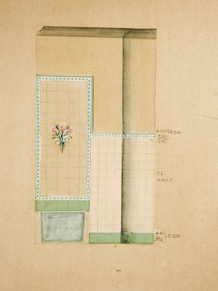 1920's Architectural Rendering For Bathroom Painting