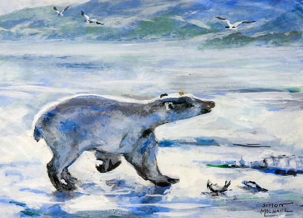 Polar Bear Painting By Simon Michael