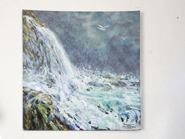 Waterfall Landscape Painting By Simon Michael