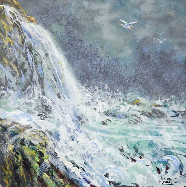 Waterfall Landscape Painting By Simon Michael
