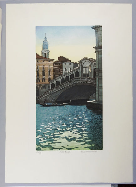 Rialto Bridge Venice Italy Etching