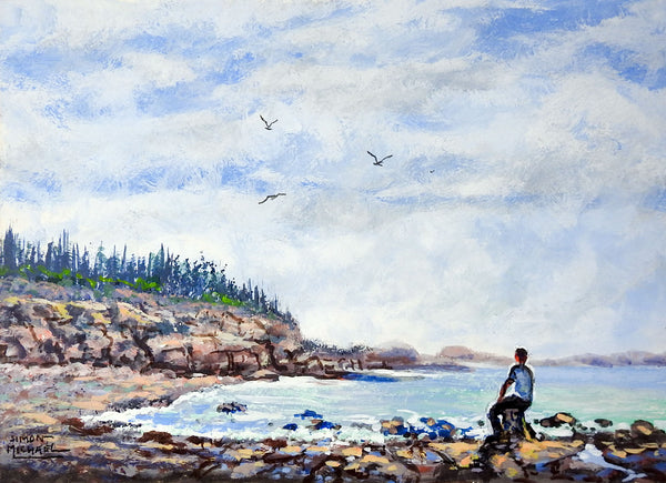 Rocky Coast Solitude Painting by Simon Michael