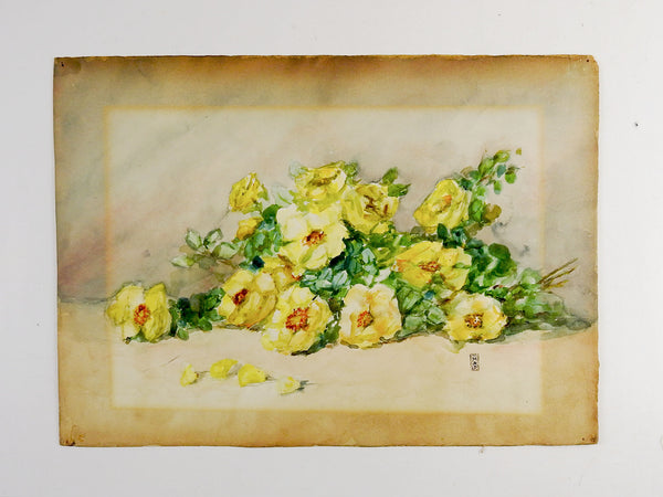 Yellow Roses Still Life Watercolor Painting