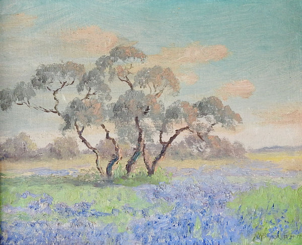 1938 Bluebonnet Landscape Painting By Peggy McMahan