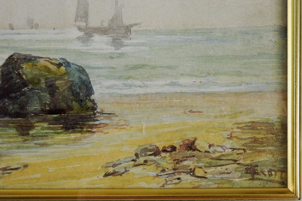 English Coastal Scene Watercolor Painting