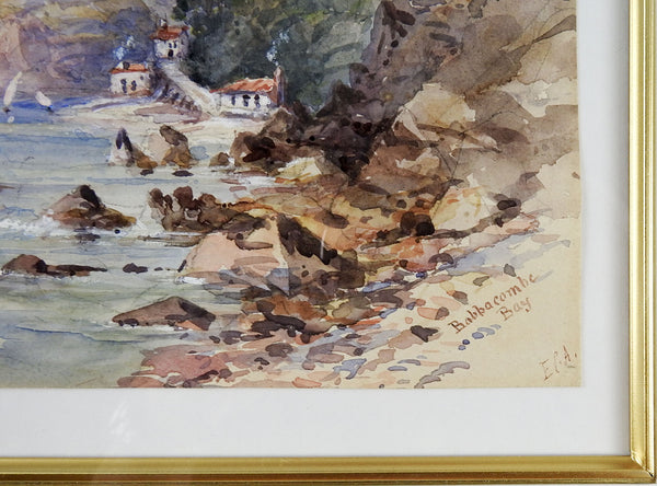 Babbacombe Bay England Antique Watercolor