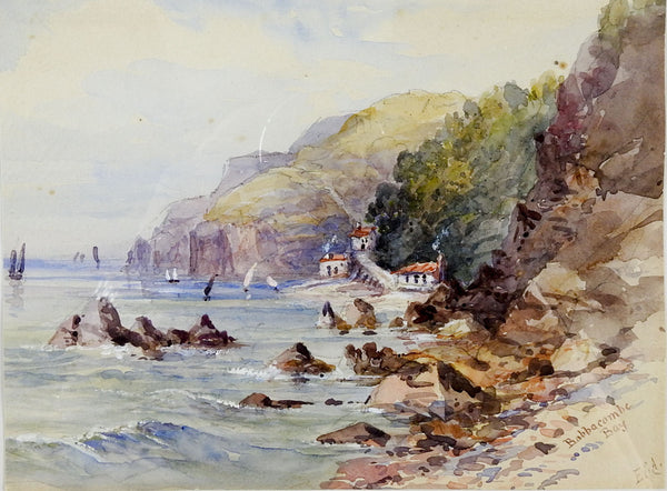 Babbacombe Bay England Antique Watercolor