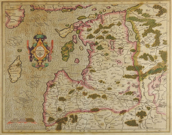Circa 1620 Map of Livonia Baltic States