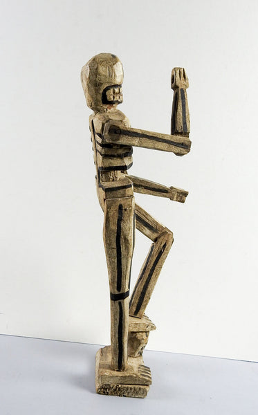 Folk Art Carved Wood Skeleton Sculpture