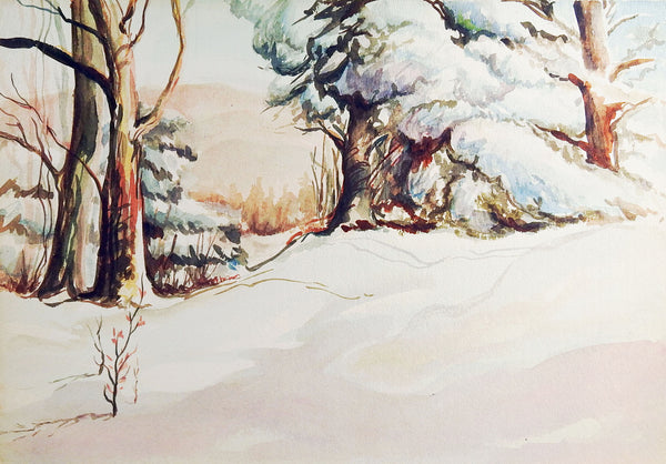 Winter Forest Watercolor Painting