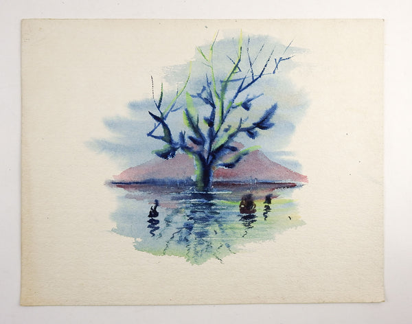 Blue Tree & Purple Mountain Painting
