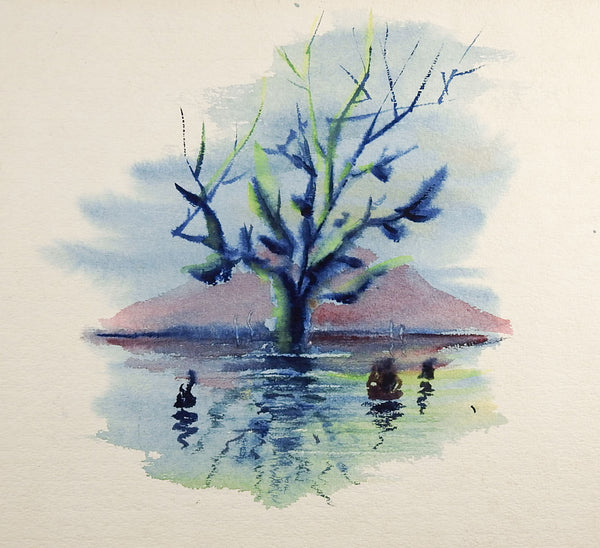 Blue Tree & Purple Mountain Painting