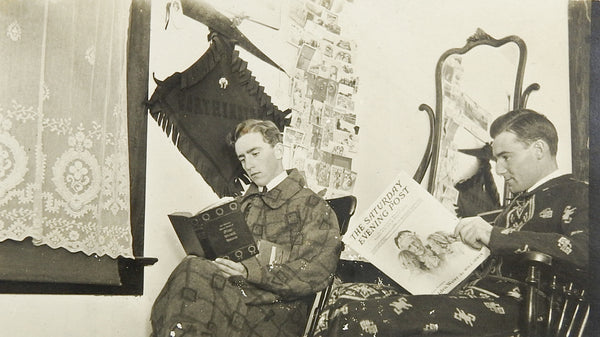 Vintage Photo RPPC Two Men Robes Reading c. 1910