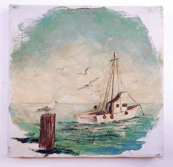 Fishing Boat & Harbor Painting