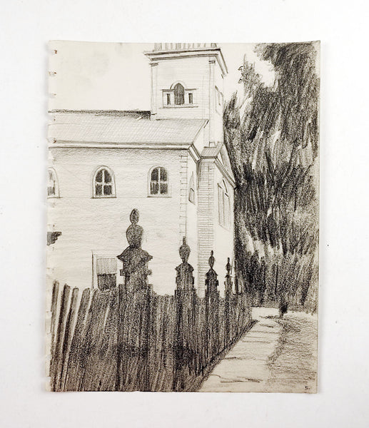 Old Country Church Drawing
