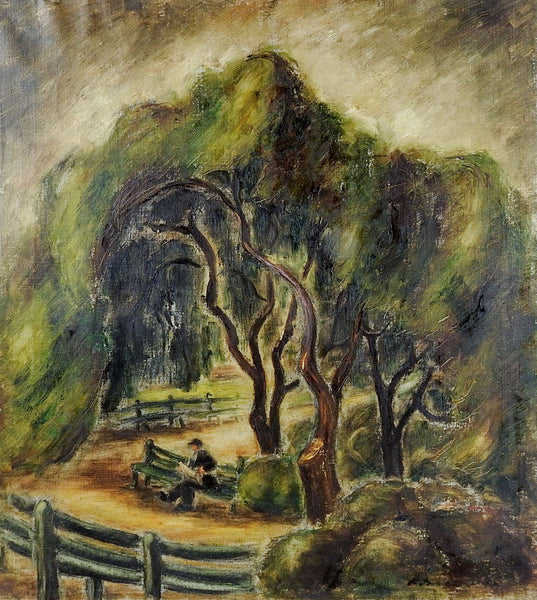 Man In Park Expressionist Painting