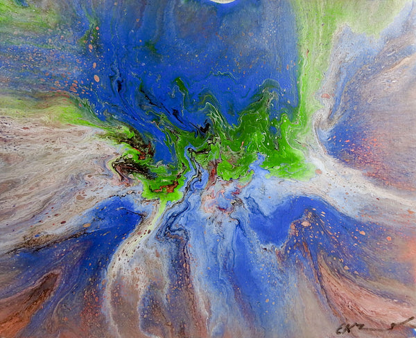 Blue & Green Swirl Abstract Painting
