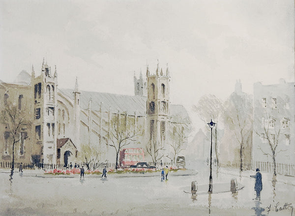 English Cathedral Watercolor Painting