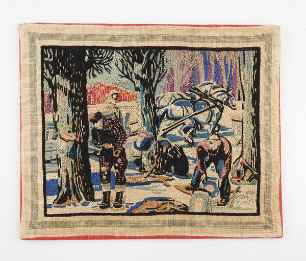 Maple Sugaring Sap Collection Embroidered Tapestry