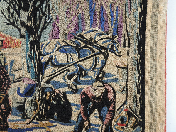 Maple Sugaring Sap Collection Embroidered Tapestry