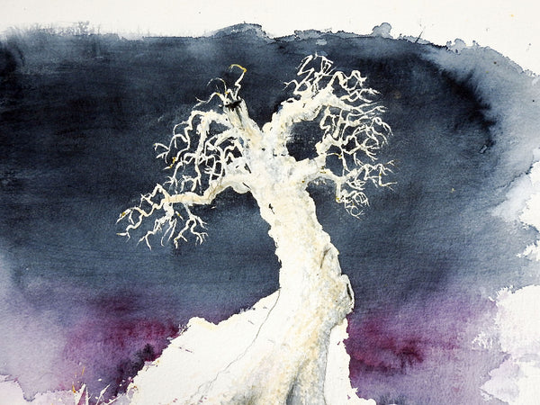 Lone Tree Watercolor Painting
