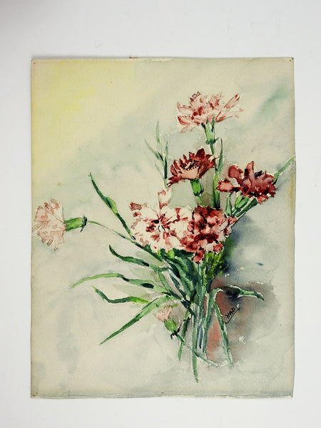 Carnations Vintage Watercolor