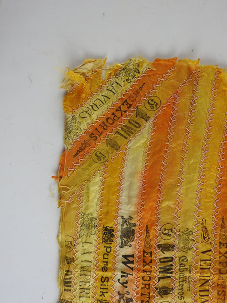 Antique Hand Embroidered Silk Cigar Ribbon Quilt Block