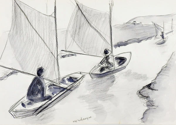Watercolor of Greek Fishermen