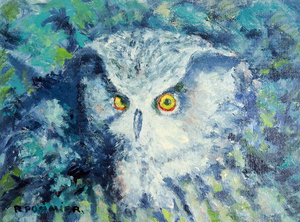 Night Owl In Blue Painting