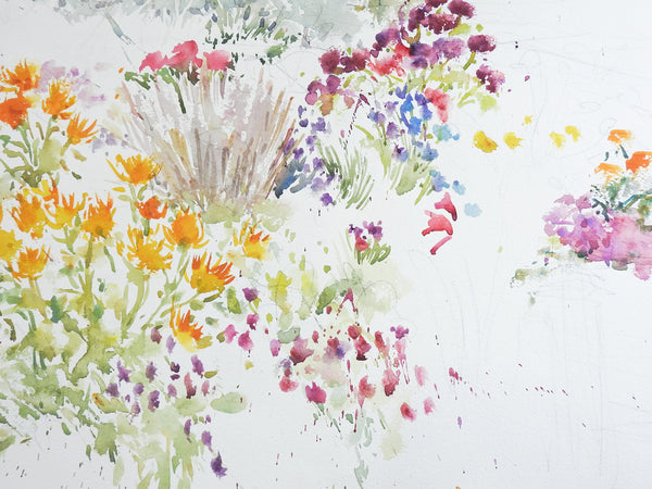 Garden Flowers Watercolor Painting