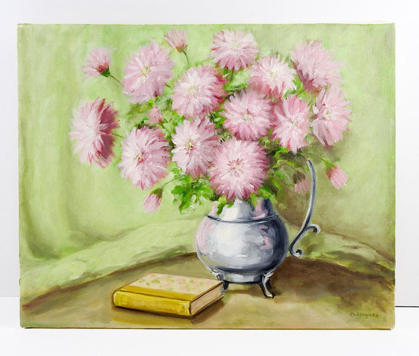 Pink Floral Still Life Painting