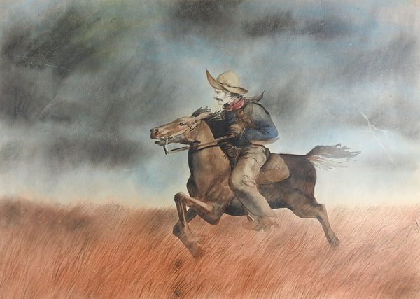 Cowboy In Storm By Ramiro Garza