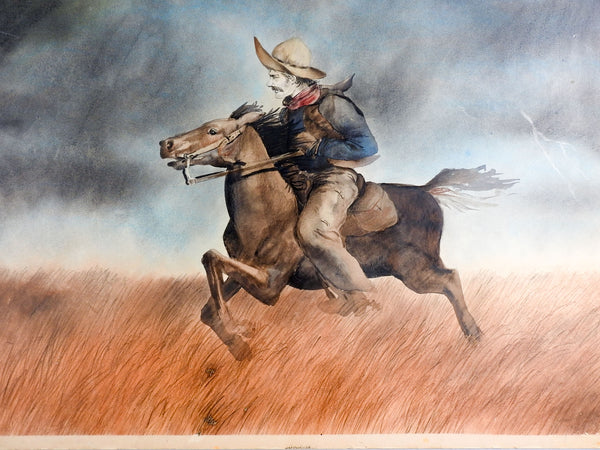 Cowboy In Storm By Ramiro Garza