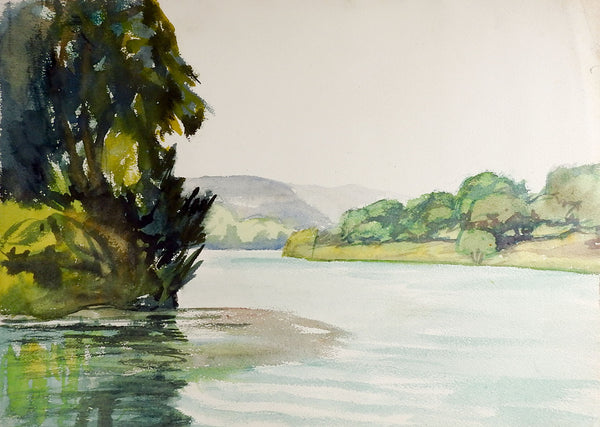 Lake View Watercolor Painting