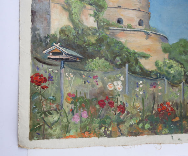 Mid Century Painting European Castle Gardens