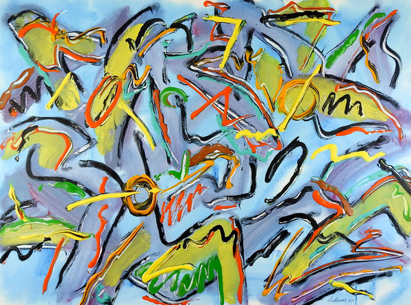 Colorful Abstract Expressionist Painting on Paper