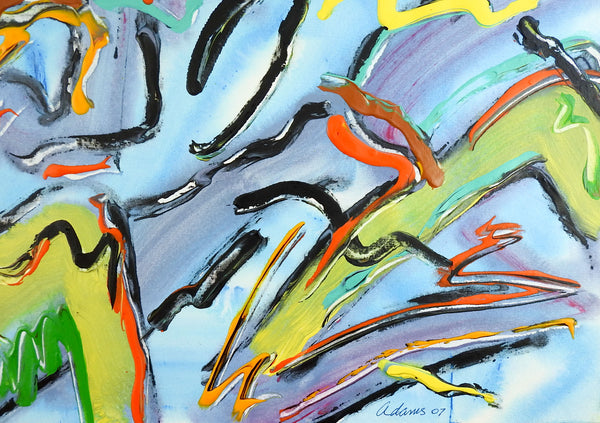 Colorful Abstract Expressionist Painting on Paper