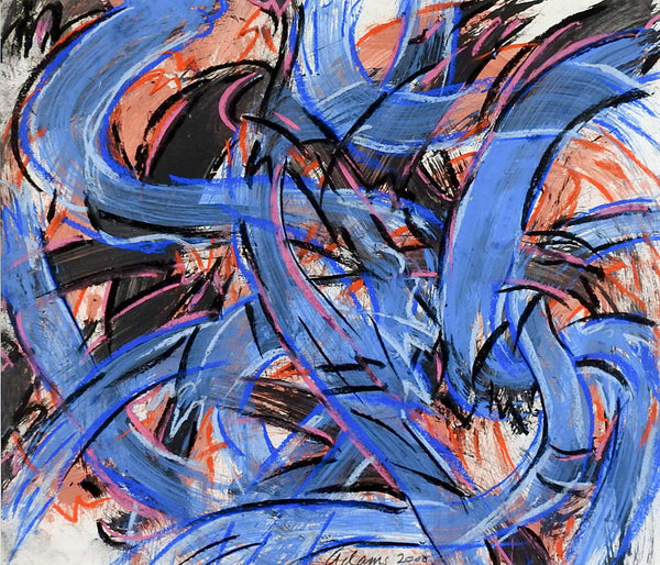 Abstract Blue & Pink Painting on Paper