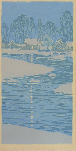 Winter Woodcut Print