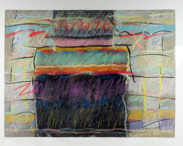 Black Square Abstract Pastel Painting